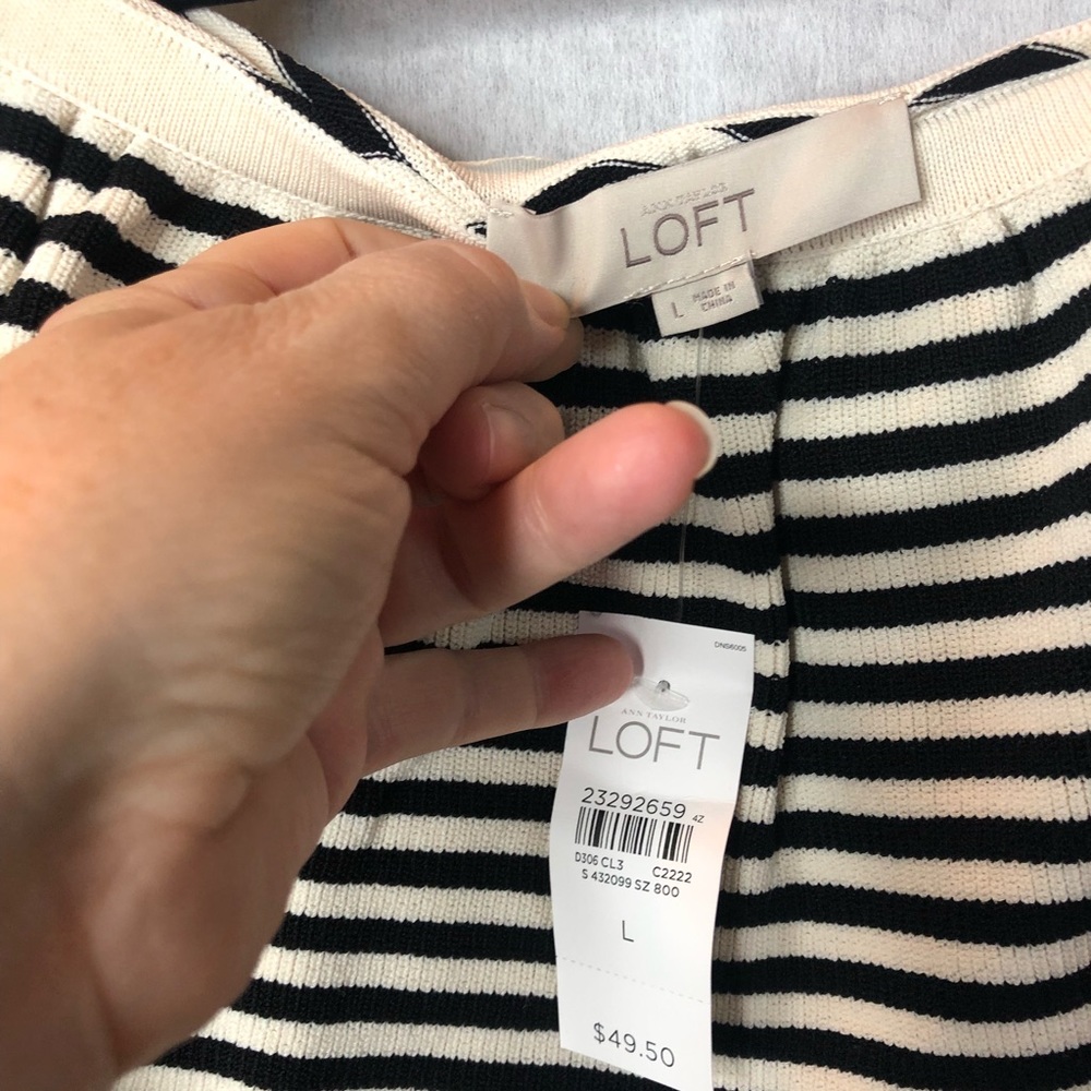 NWT Loft one shoulder top in black & white striped - Picture 2 of 4